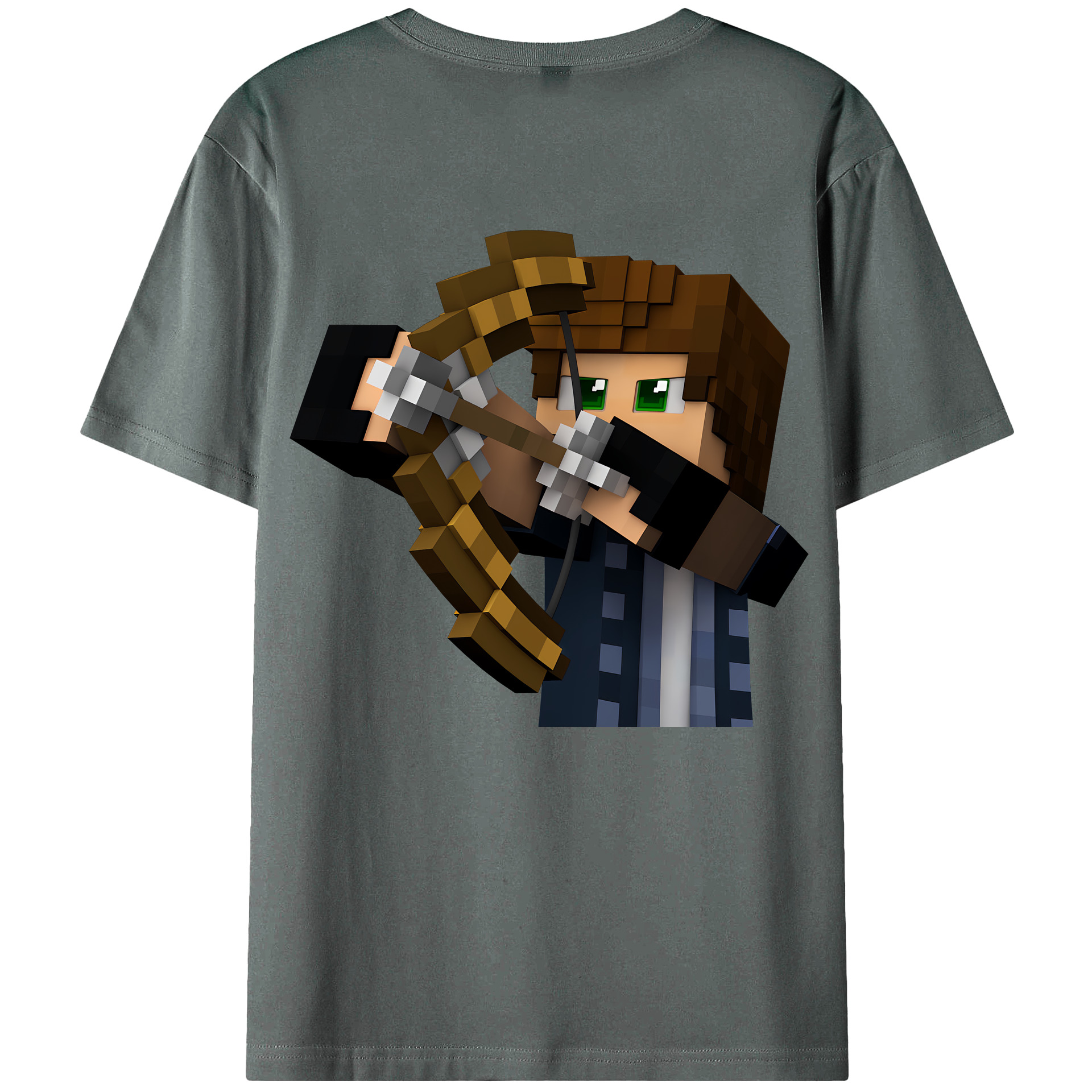 （画像用） マインクラフト ブロックの世界 Minecraft MC Block world 綿100％ メンズ半袖Tシャツ（バックプリント） 通気性